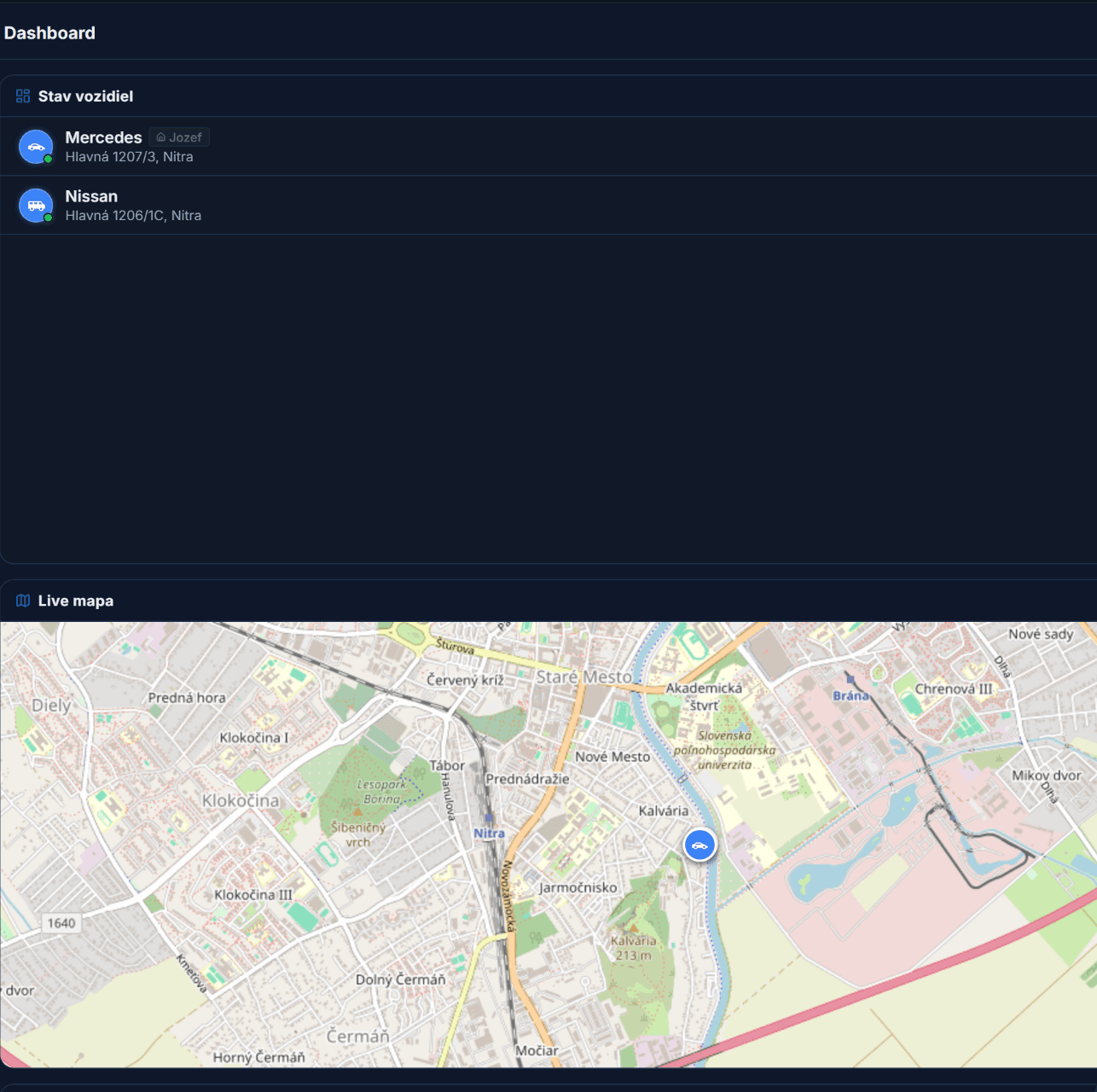 Live GPS vehicle monitoring map